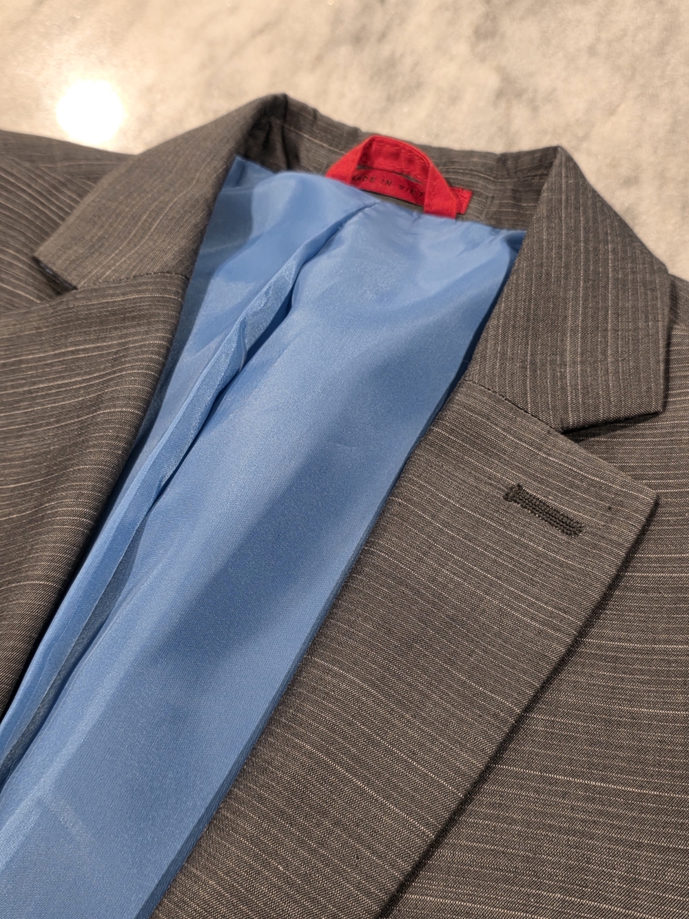 (S) 40R Men's Alfani Casual Blazer Slim Fit Gray Brown 100% Cotton Sport Coat
